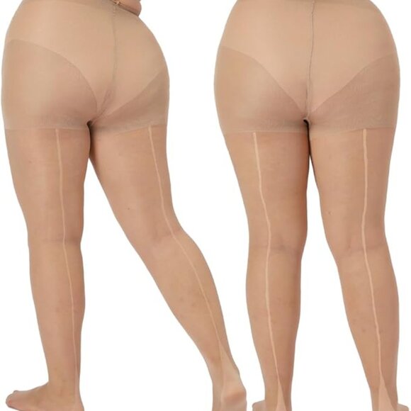 Merylure Accessories - MERYLURE 2 Pairs Plus Size Backseam 20D Sheer Tights, Control Top Hose New 1x 2x